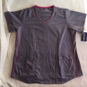 Jockey pewter uniform scrub top w pink trim, NWT